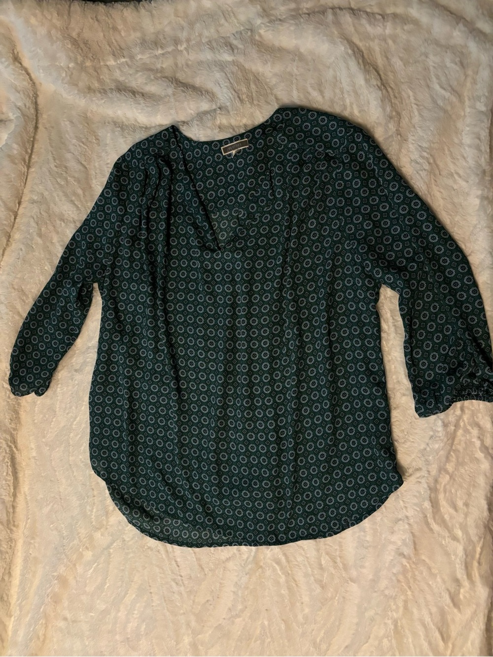 Women’s Pleione Anthropologie Green Blouse Top Size XL Daisy